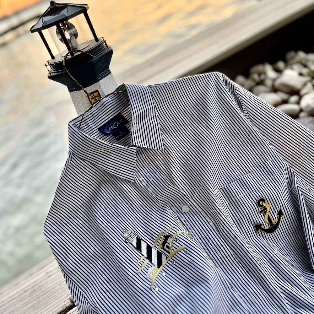 Las Olas 80’s chic embroidered shirt